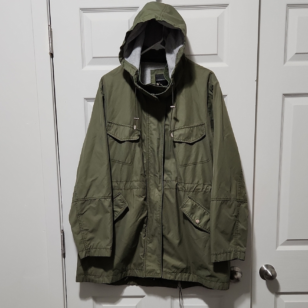 Lane Bryant Womens Fall Winter Coat Olive Green Gray Womens 22 / 24